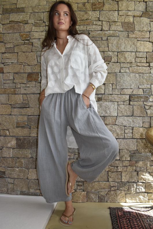 Frame Cotton Vintage Wash Barrel Pant Steel